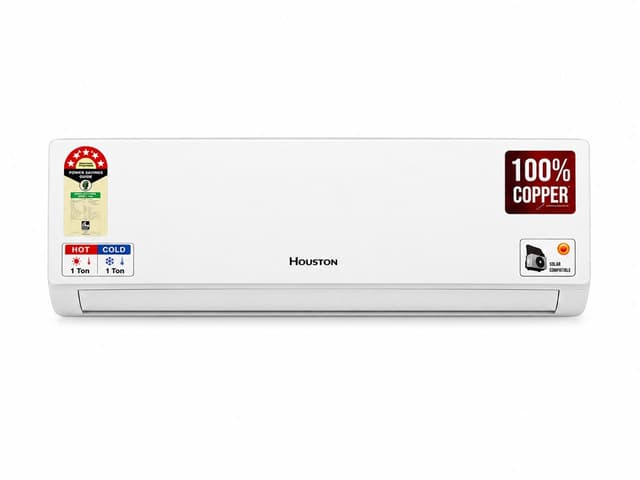 Houston Reliant Series F5 1 ton fixed speed AC indoor unit front view with 100% copper badge
