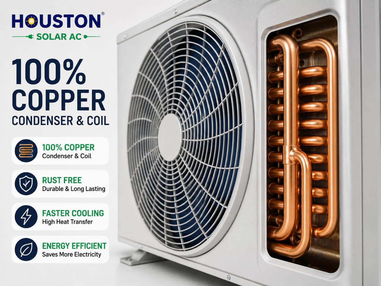 Houston 100% copper condenser and coil — the engineering heart of every Houston AC