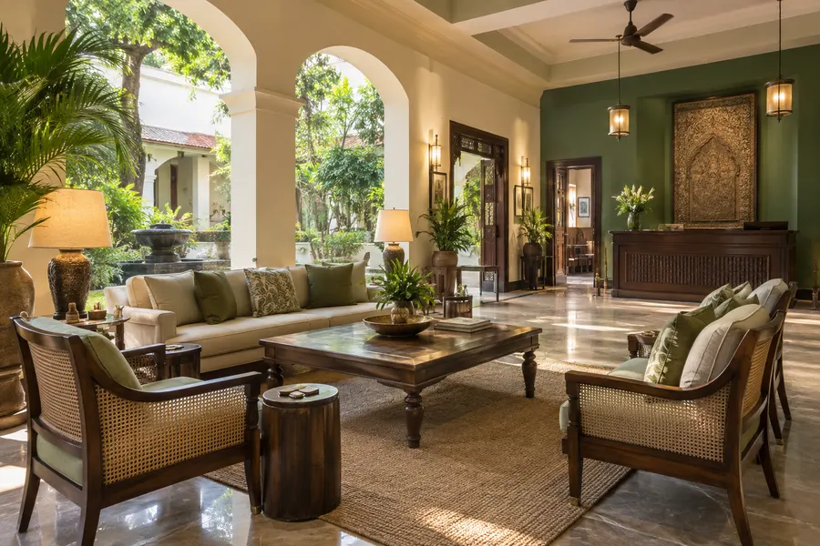 Welcoming hotel lounge